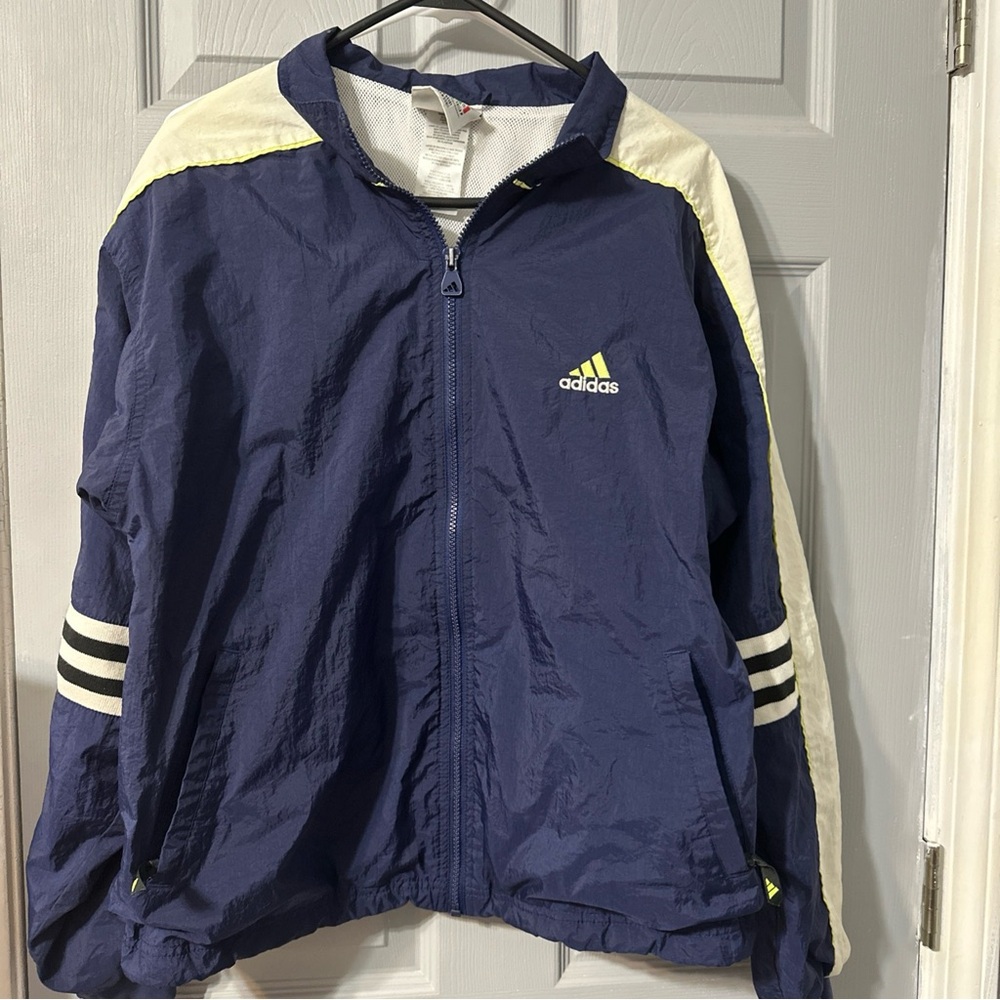 Adidas Blue and Cream Windbreaker